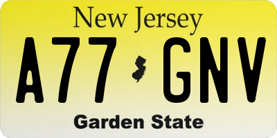 NJ license plate A77GNV