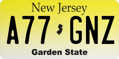 NJ license plate A77GNZ