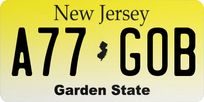 NJ license plate A77GOB
