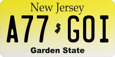 NJ license plate A77GOI