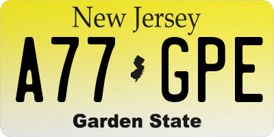 NJ license plate A77GPE