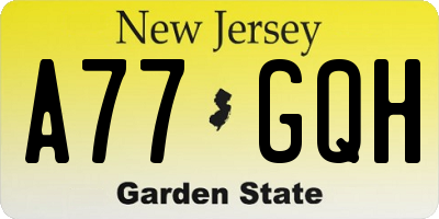 NJ license plate A77GQH