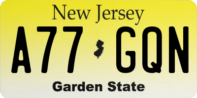 NJ license plate A77GQN