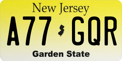 NJ license plate A77GQR