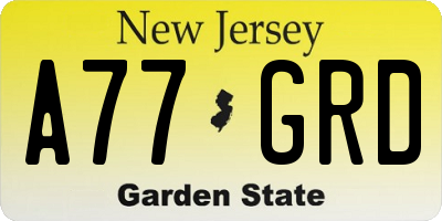 NJ license plate A77GRD