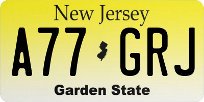 NJ license plate A77GRJ