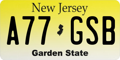 NJ license plate A77GSB