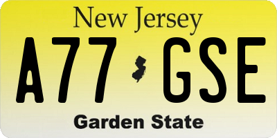 NJ license plate A77GSE