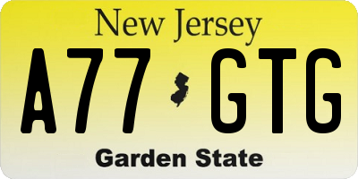 NJ license plate A77GTG