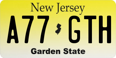 NJ license plate A77GTH