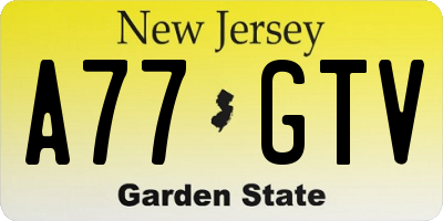 NJ license plate A77GTV