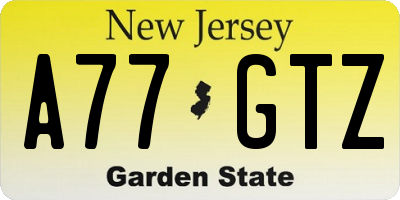 NJ license plate A77GTZ