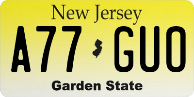 NJ license plate A77GUO