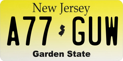 NJ license plate A77GUW