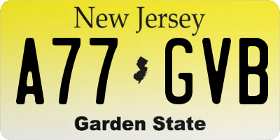 NJ license plate A77GVB