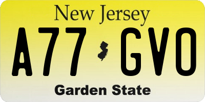 NJ license plate A77GVO