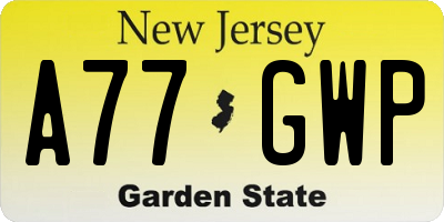 NJ license plate A77GWP