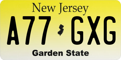 NJ license plate A77GXG