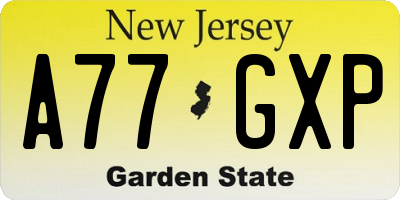NJ license plate A77GXP