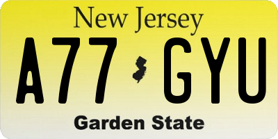NJ license plate A77GYU