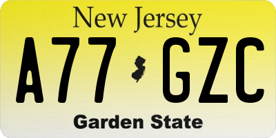 NJ license plate A77GZC
