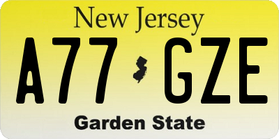 NJ license plate A77GZE