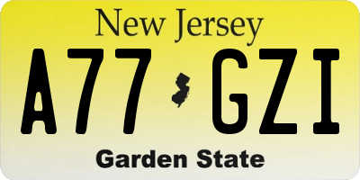 NJ license plate A77GZI