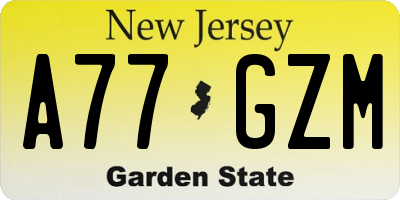 NJ license plate A77GZM