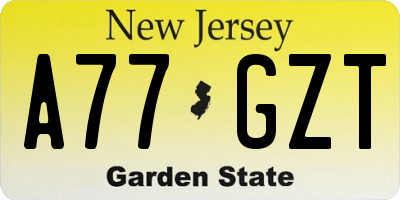 NJ license plate A77GZT