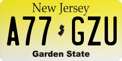 NJ license plate A77GZU