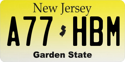 NJ license plate A77HBM