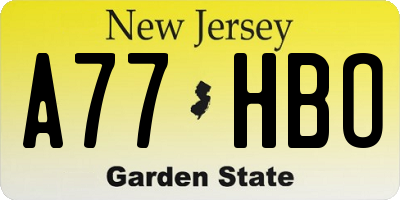 NJ license plate A77HBO