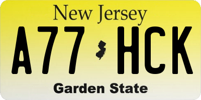 NJ license plate A77HCK