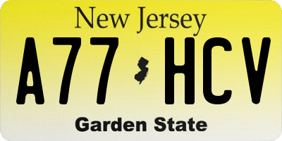 NJ license plate A77HCV