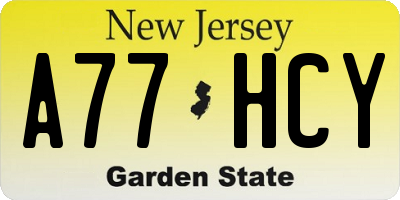 NJ license plate A77HCY