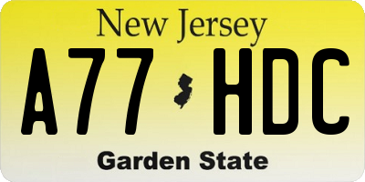 NJ license plate A77HDC