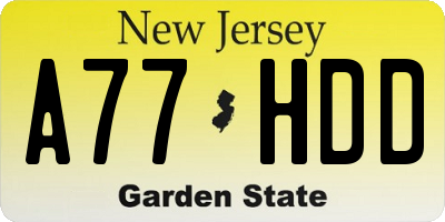 NJ license plate A77HDD