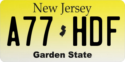 NJ license plate A77HDF