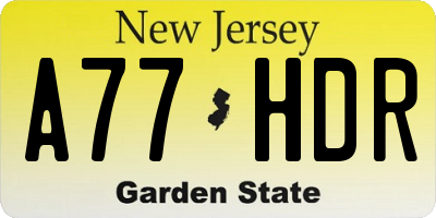 NJ license plate A77HDR