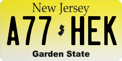 NJ license plate A77HEK