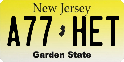 NJ license plate A77HET
