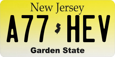 NJ license plate A77HEV