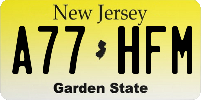 NJ license plate A77HFM
