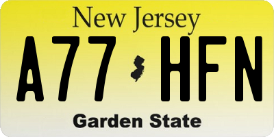 NJ license plate A77HFN