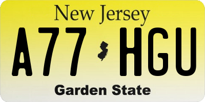 NJ license plate A77HGU