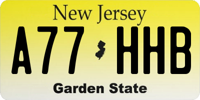 NJ license plate A77HHB