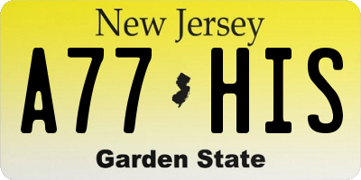 NJ license plate A77HIS