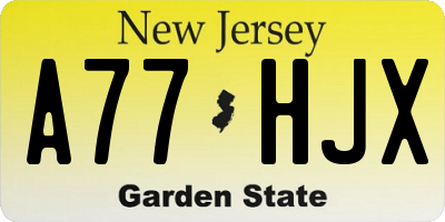 NJ license plate A77HJX