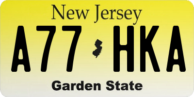 NJ license plate A77HKA