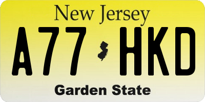 NJ license plate A77HKD